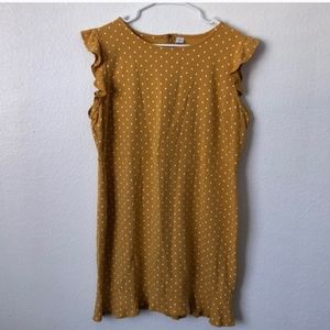 OLD NAVY MUSTARD YELLOW POLKA DOT RUFFLE DRESS XL